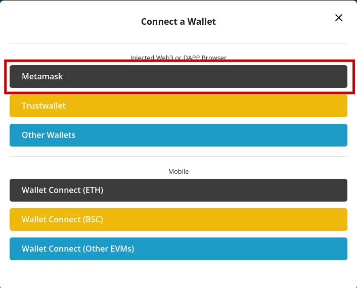 Connect Wallet Metamask
