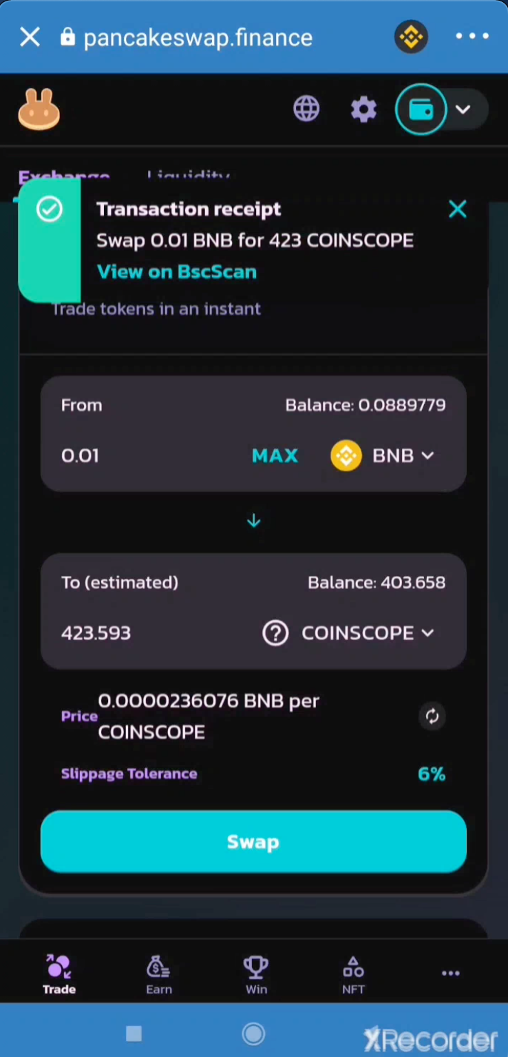 When the transaction finish, you will see a notification